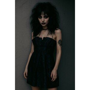 Vtg Dress HOCO Vampy Whimsigoth Evening Dark Romantic Addams‎ Wednesday Grunge M